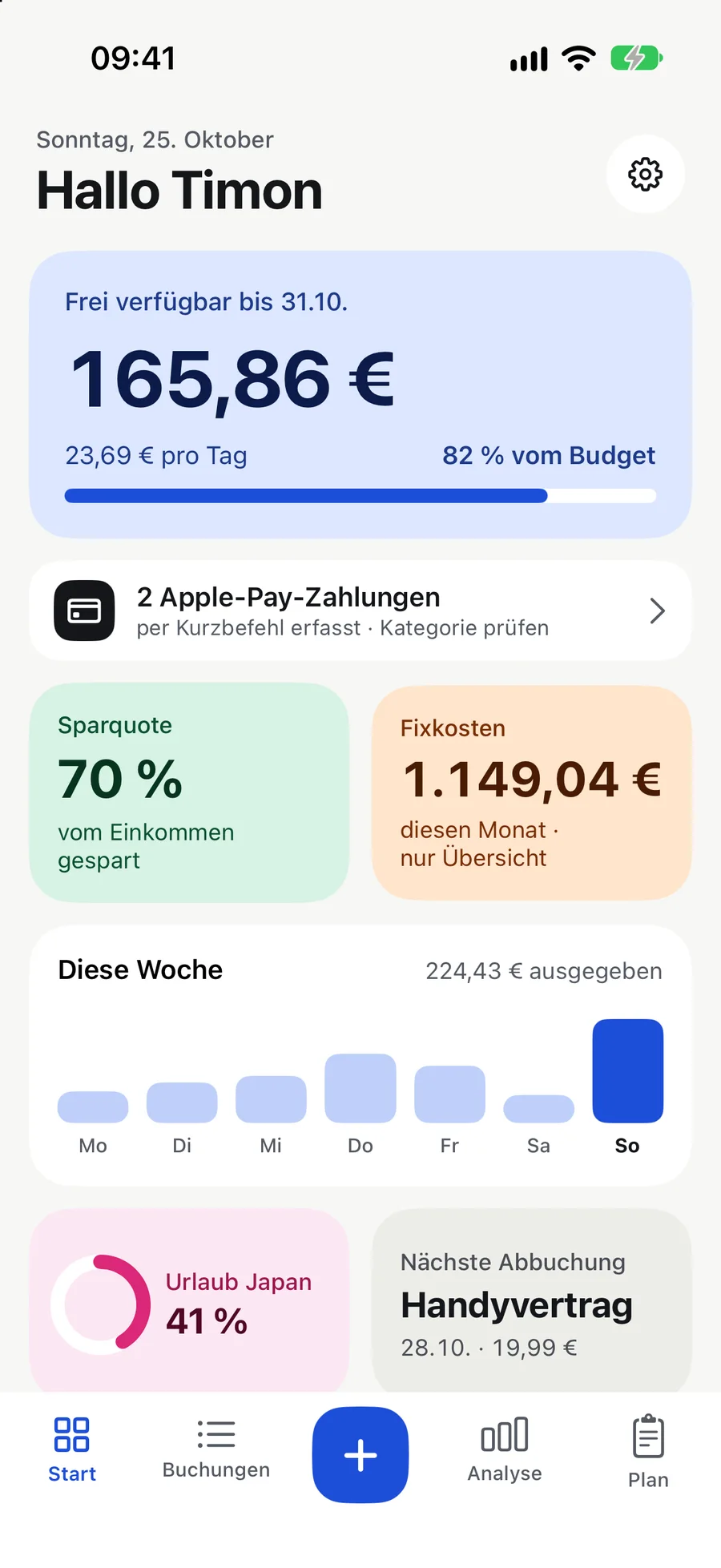 Bildschirm der App Finanzen
